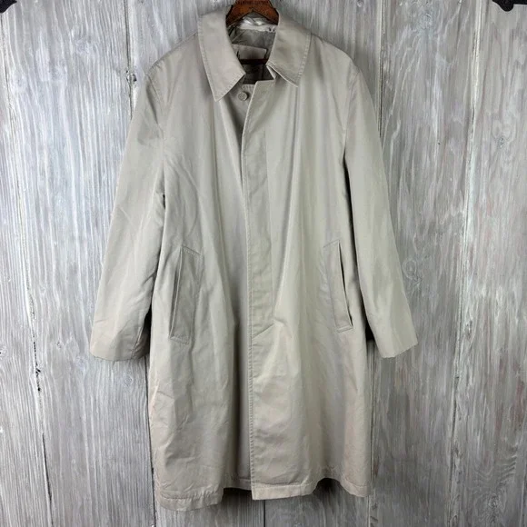 Vintage Misty Harbor Trench Coat Mens 40 Short Beige Rain Jacket Zepel Treated